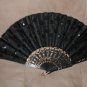 Vintage Black Beaded Folding Fan