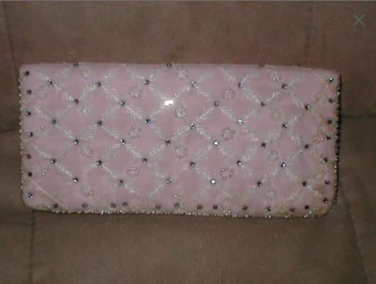 1950's Vintage Pink Beaded Evening Clutch Purse