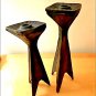 Mid-century Modern Pair Cast Iron Candleholders - 1960's