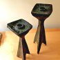 Mid-century Modern Pair Cast Iron Candleholders - 1960's