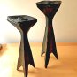Mid-century Modern Pair Cast Iron Candleholders - 1960's