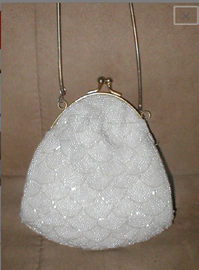 Vintage White Beaded Evening Shoulder Purse