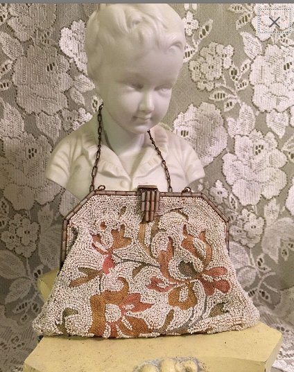 RARE 1910's Embroidered & Beaded Evening Purse made in France