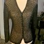 Black Beaded Open Crochet Cardigan size M