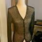 Black Beaded Open Crochet Cardigan size M