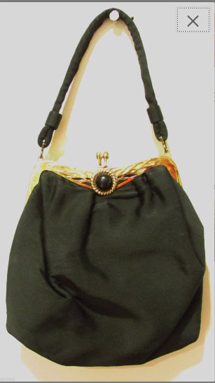 Vintage 1940's Black Silk Evening Purse with Onyx Clasp