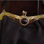 Vintage 1940's Black Silk Evening Purse with Onyx Clasp