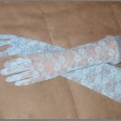 Vintage elbow-length Light Blue Lace Gloves