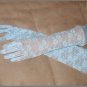 Vintage elbow-length Light Blue Lace Gloves