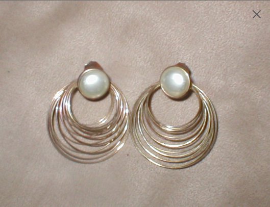Vintage pearl and gold multi-hoop Earrings