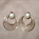 Vintage pearl and gold multi-hoop Earrings