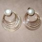 Vintage pearl and gold multi-hoop Earrings