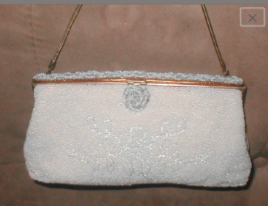 1930's Vintage White Beaded Evening Purse made in France for C & M CARON