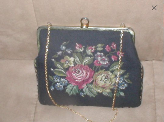 Vintage 1940's Needlepoint Petit-Point Tapestry Evening Purse