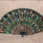Vintage Black Folding Fan with multi-color beading