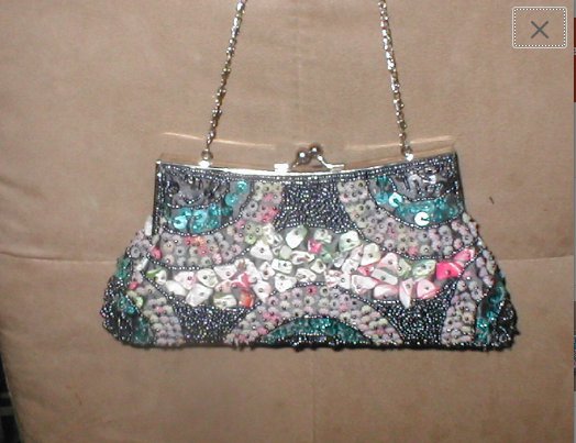 Vintage Hand Made Multi Color Beaded Purse