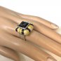 Vintage 1930's Sterling Silver Ring with Enamel & Cashmere Topaz Stone