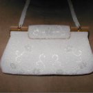 1940's Vintage White Beaded Evening Bag Purse