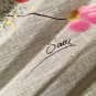 HUGE Vintage signed Hand Painted Linen Fan with Ecru Lace
