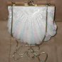 Vintage White & Pastel Beaded Clamshell Evening Purse