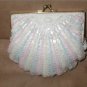 Vintage White & Pastel Beaded Clamshell Evening Purse