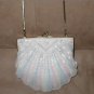 Vintage White & Pastel Beaded Clamshell Evening Purse