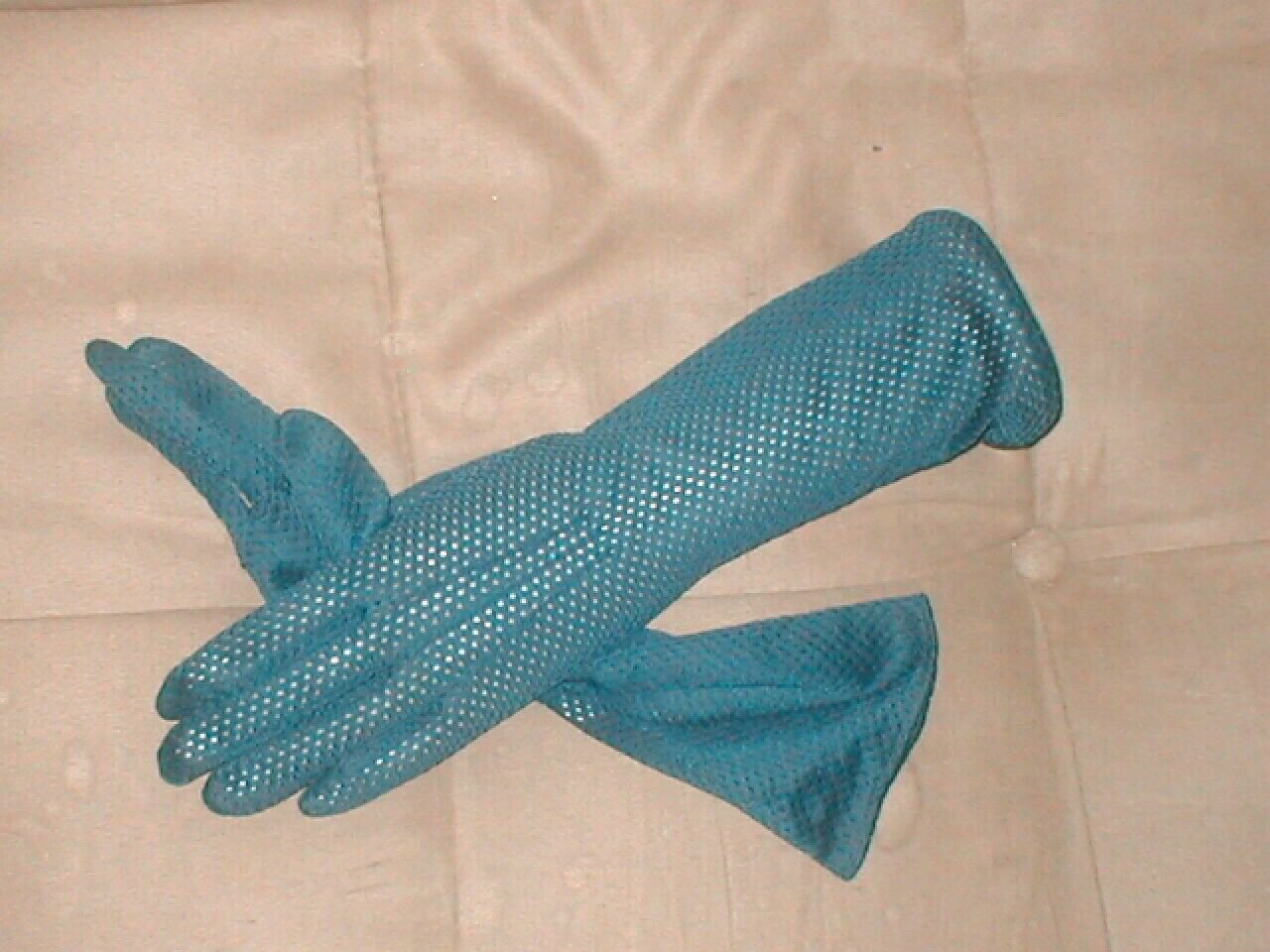 Vintage 1950's Navy Blue pierced nylon Gloves by KAYSER