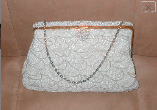Vintage 1940s White Beaded Evening Bag by Leo Miller