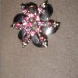 Vintage 1940's Pink Rhinestone Pinwheel Brooch Pin
