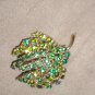 1960's Vintage Green Rhinestone Brooch Pin