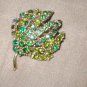 1960's Vintage Green Rhinestone Brooch Pin