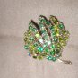 1960's Vintage Green Rhinestone Brooch Pin