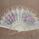 Vintage Hand Painted Folding Fan with Chantilly Lace