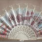 Vintage 1950's SICILIA Figural Print Folding Fan with Lace