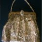 Vintage 1940's WHITING & DAVIS Gold Metal Mesh Purse with Rhinestone Clasp