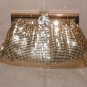 Vintage 1940's Whiting & Davis GOLD Metal-Mesh Clutch Purse with Rhinestone Clas