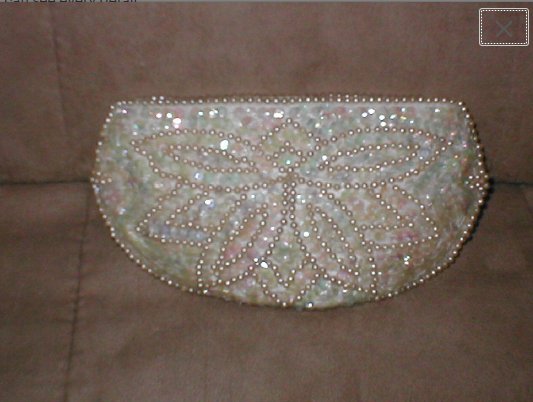 1950's Vintage IVORY Beaded Evening Clutch Purse