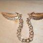 1950's Vintage Gold Feather Plume Sweater Guard Clip Chain