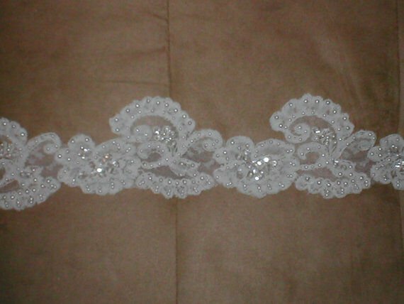 Vintage Beaded IVORY Alencon Lace Trim