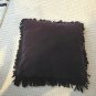 PAIR of Large Plum Velvet decorative throw Pillows with long fringe