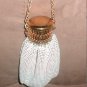 Vintage Gate Top Whiting & Davis White Enamel metal bead-mesh Purse