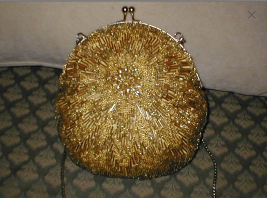 Vintage GOLD Beaded Evening Bag Purse