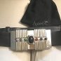 Vintage ALEXIS KIRK Leather Belt & Huge Silver & Gold-Plated Buckle