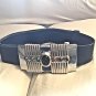 Vintage ALEXIS KIRK Leather Belt & Huge Silver & Gold-Plated Buckle