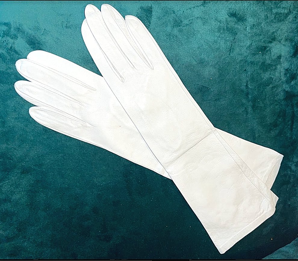 Vintage 1950's White Kid Leather Formal Gloves made in FRANCE