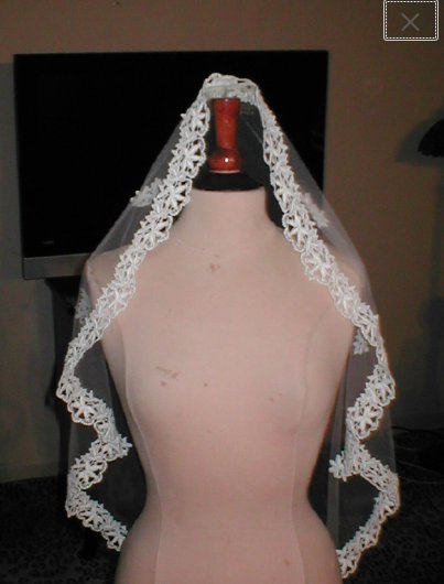 Vintage SHORT Ivory Lace Edged Bridal Veil