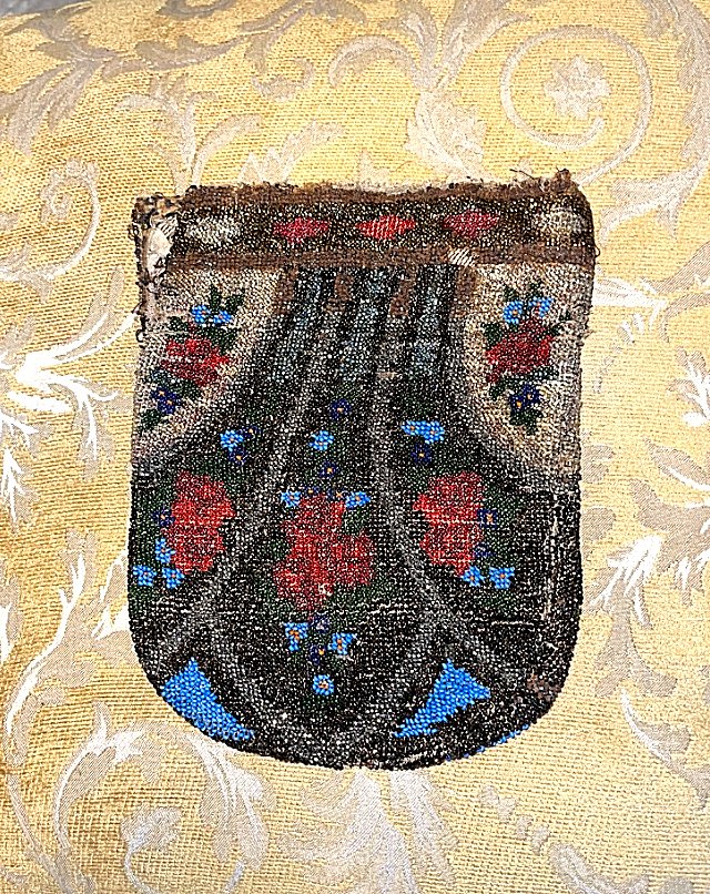 ANTIQUE Micro-Beaded Purse Fragment without Frame