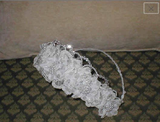 Beaded White Alencon Lace Bridal Headpiece