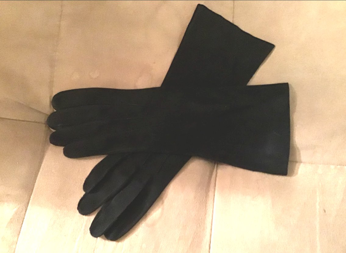 Vintage Black Kid Leather SUEDE Dress Gloves from FRANCE