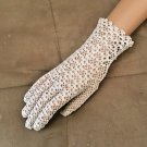 Vintage 1930's Ivory Cotton Crochet Gloves from FRANCE
